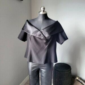 Black Satin Off Shoulder Blouse NWT Sz XL